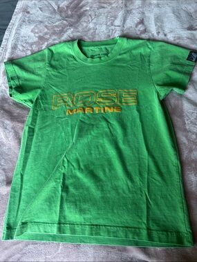 Martine Rose Kids Green T-Shirt with Yellow ROSE Logo